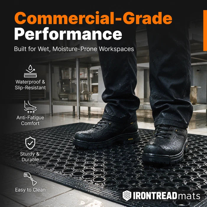Tapis de drainage antifatigue antidérapant 2 x 3 - Noir - ITAFD-101-BK