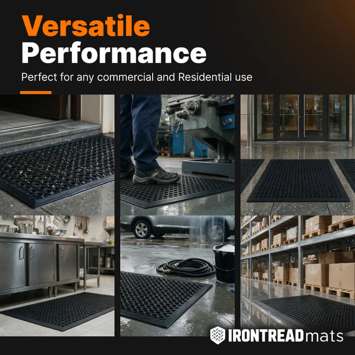 Tapis de drainage antifatigue antidérapant 2 x 3 - Noir - ITAFD-101-BK