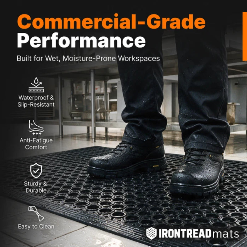 Tapis de drainage antifatigue antidérapant 3 x 5 pi - Noir - ITAFD-102-BK