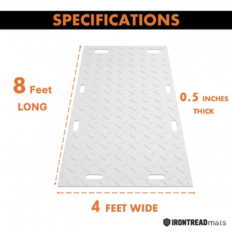 4 x 8 Ground Protection Mat - 1/2" Inch Thick - White - ITGPM-100-WH